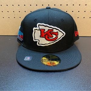 New Era Kansas City Chiefs Hat 59FIFTY 7 3/8 Black Fitted Super Bowl LVII Cap